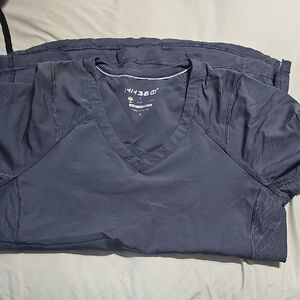 Gray V-Neck Scrub Top